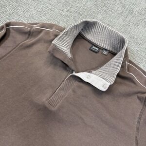 BOSS Hugo Boss Pullover Men's XL Brown Snap Mock Neck Sweater Casual